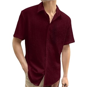 Pinkmint Popcorn Shirt for Men Soild Slim