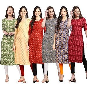 Pinkmint Womens Crepe Digital Print Straight Kurta