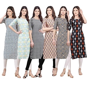 Pinkmint Womens Crepe Digital Print Straight Kurta