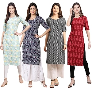 Pinkmint Womens Crepe Digital Print Straight Kurta