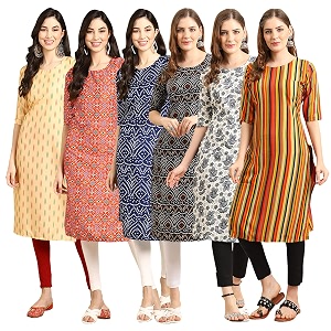 Pinkmint Womens Crepe Digital Print Straight Kurta