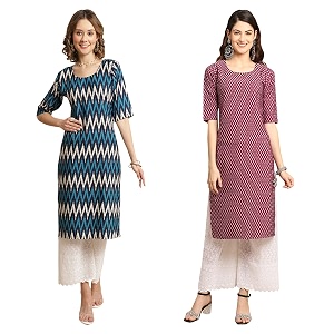 Pinkmint Womens Crepe Digital Print Straight Kurta