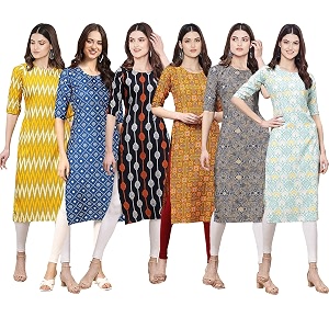 Pinkmint Womens Crepe Digital Print Straight Kurta