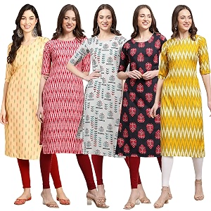 Pinkmint Womens Crepe Digital Print Straight Kurta