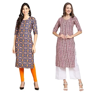 Pinkmint Womens Crepe Digital Print Straight Kurta