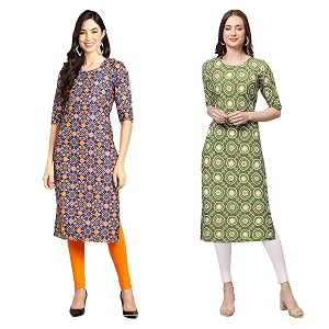 Pinkmint Womens Crepe Digital Print Straight Kurta