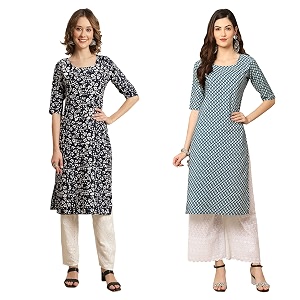 Pinkmint Womens Crepe Digital Print Straight Kurta