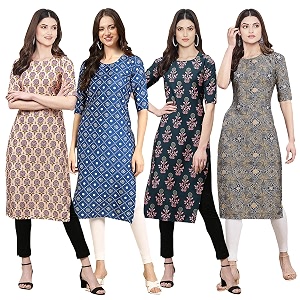 Pinkmint Womens Crepe Digital Print Straight Kurta