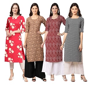 Pinkmint Womens Crepe Digital Print Straight Kurta