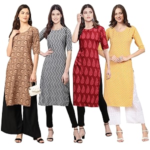 Pinkmint Womens Crepe Digital Print Straight Kurta