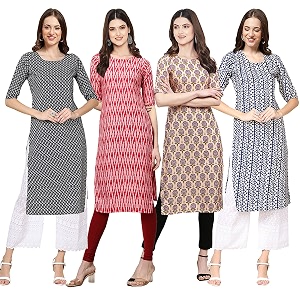 Pinkmint Womens Crepe Digital Print Straight Kurta