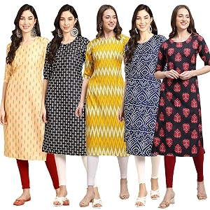 Pinkmint Womens Crepe Digital Print Straight Kurta