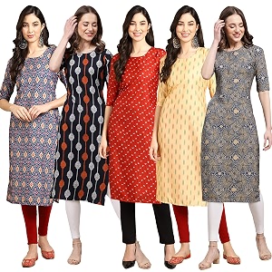 Pinkmint Womens Crepe Digital Print Straight Kurta