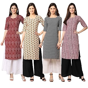 Pinkmint Womens Crepe Digital Print Straight Kurta