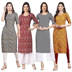 Pinkmint Womens Crepe Digital Print Straight Kurta