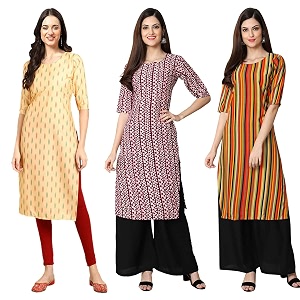 Pinkmint Womens Crepe Digital Print Straight Kurta