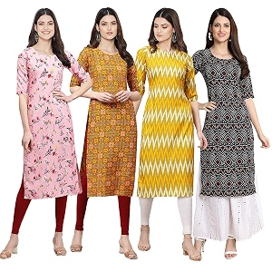 Pinkmint Womens Crepe Digital Print Straight Kurta