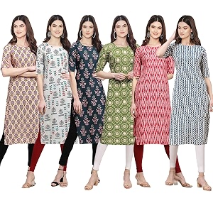 Pinkmint Womens Crepe Digital Print Straight Kurta