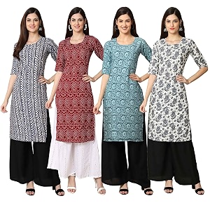 Pinkmint Womens Crepe Digital Print Straight Kurta