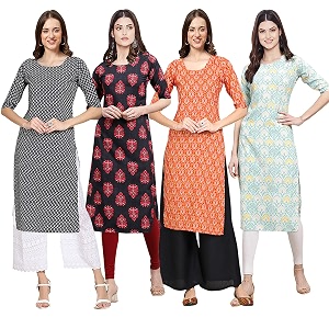 Pinkmint Womens Crepe Digital Print Straight Kurta