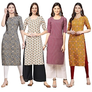 Pinkmint Womens Crepe Digital Print Straight Kurta