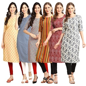 Pinkmint Womens Crepe Digital Print Straight Kurta