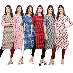 Pinkmint Womens Crepe Digital Print Straight Kurta