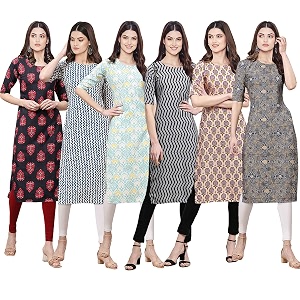Pinkmint Womens Crepe Digital Print Straight Kurta