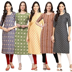 Pinkmint Womens Crepe Digital Print Straight Kurta