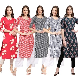Pinkmint Womens Crepe Digital Print Straight Kurta