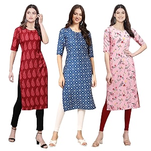 Pinkmint Womens Crepe Digital Print Straight Kurta