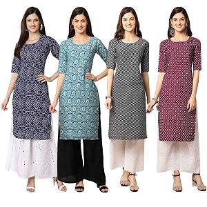 Pinkmint Womens Crepe Digital Print Straight Kurta