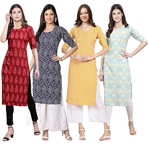 Pinkmint Womens Crepe Digital Print Straight Kurta