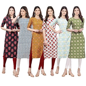 Pinkmint Womens Crepe Digital Print Straight Kurta