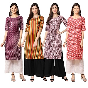 Pinkmint Womens Crepe Digital Print Straight Kurta
