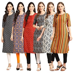 Pinkmint Womens Crepe Digital Print Straight Kurta