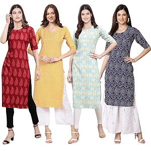 Pinkmint Womens Crepe Digital Print Straight Kurta
