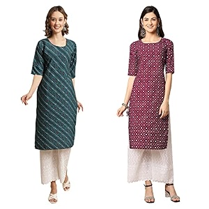 Pinkmint Womens Crepe Digital Print Straight Kurta