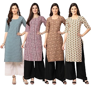 Pinkmint Womens Crepe Digital Print Straight Kurta