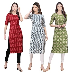 Pinkmint Womens Crepe Digital Print Straight Kurta