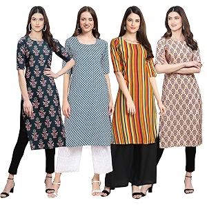Pinkmint Womens Crepe Digital Print Straight Kurta
