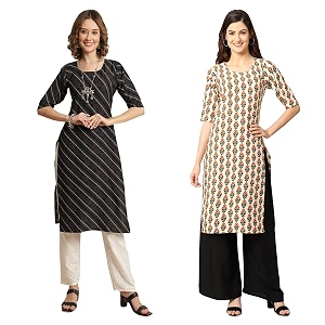 Pinkmint Womens Crepe Digital Print Straight Kurta