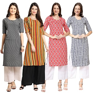 Pinkmint Womens Crepe Digital Print Straight Kurta