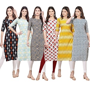Pinkmint Womens Crepe Digital Print Straight Kurta