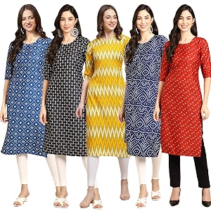 Pinkmint Womens Crepe Digital Print Straight Kurta