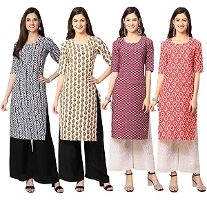 Pinkmint Womens Crepe Digital Print Straight Kurta