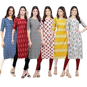 Pinkmint Womens Crepe Digital Print Straight Kurta