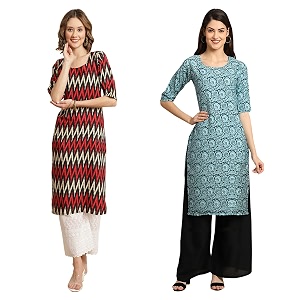 Pinkmint Womens Crepe Digital Print Straight Kurta