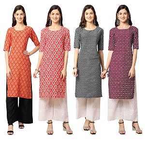 Pinkmint Womens Crepe Digital Print Straight Kurta