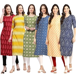 Pinkmint Womens Crepe Digital Print Straight Kurta